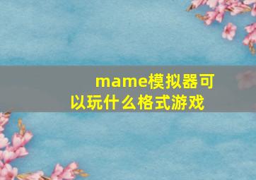 mame模拟器可以玩什么格式游戏