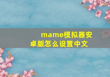 mame模拟器安卓版怎么设置中文