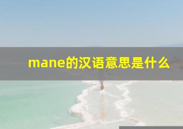 mane的汉语意思是什么