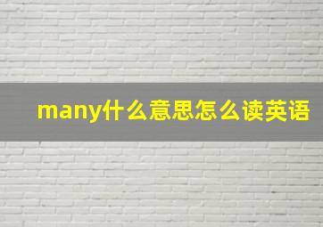 many什么意思怎么读英语