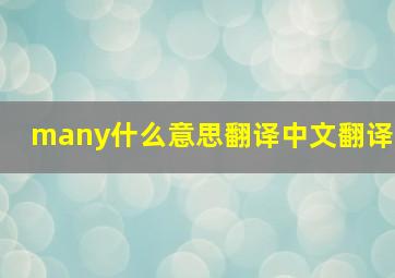 many什么意思翻译中文翻译