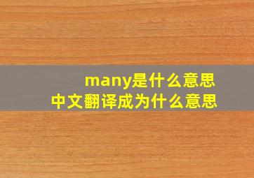 many是什么意思中文翻译成为什么意思