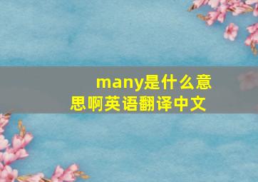 many是什么意思啊英语翻译中文