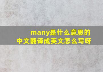 many是什么意思的中文翻译成英文怎么写呀