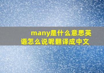 many是什么意思英语怎么说呢翻译成中文