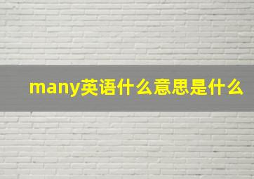 many英语什么意思是什么