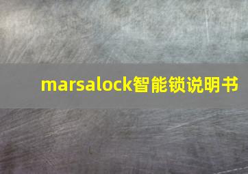 marsalock智能锁说明书