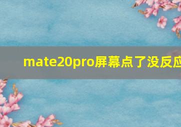 mate20pro屏幕点了没反应