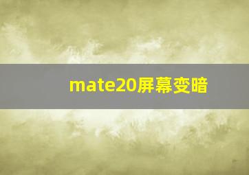 mate20屏幕变暗