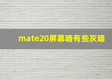 mate20屏幕暗有些灰暗