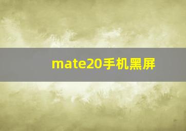 mate20手机黑屏