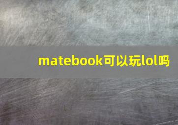 matebook可以玩lol吗