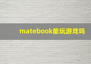 matebook能玩游戏吗