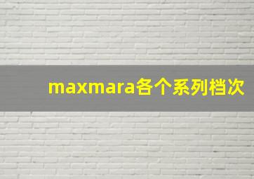 maxmara各个系列档次