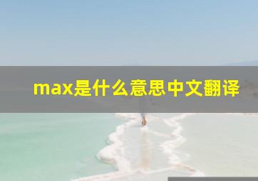 max是什么意思中文翻译