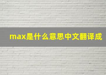 max是什么意思中文翻译成