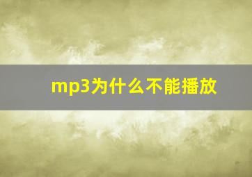 mp3为什么不能播放