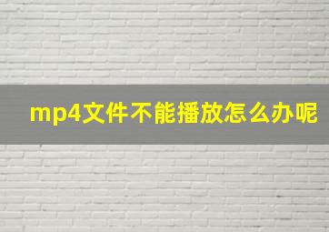 mp4文件不能播放怎么办呢