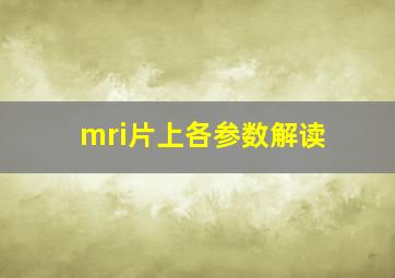 mri片上各参数解读