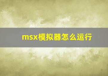 msx模拟器怎么运行