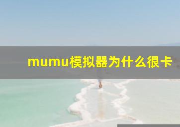 mumu模拟器为什么很卡