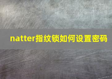 natter指纹锁如何设置密码