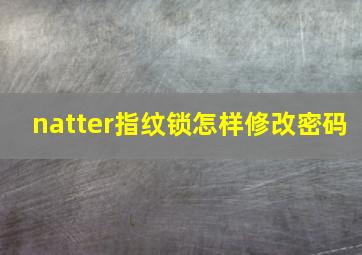 natter指纹锁怎样修改密码