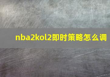 nba2kol2即时策略怎么调