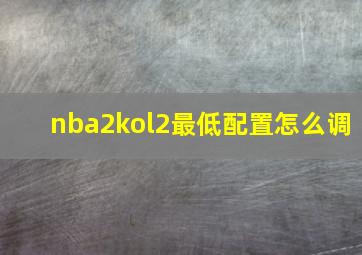 nba2kol2最低配置怎么调