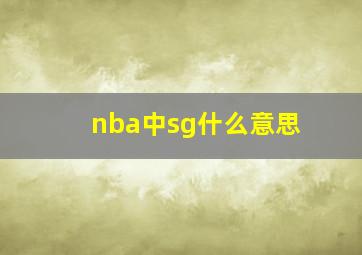 nba中sg什么意思