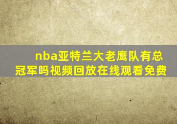 nba亚特兰大老鹰队有总冠军吗视频回放在线观看免费