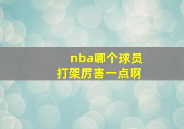 nba哪个球员打架厉害一点啊