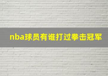 nba球员有谁打过拳击冠军