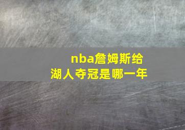 nba詹姆斯给湖人夺冠是哪一年