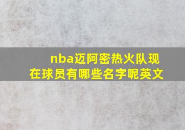 nba迈阿密热火队现在球员有哪些名字呢英文