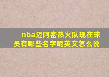 nba迈阿密热火队现在球员有哪些名字呢英文怎么说