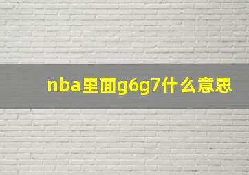 nba里面g6g7什么意思