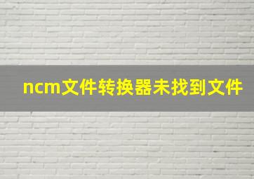 ncm文件转换器未找到文件