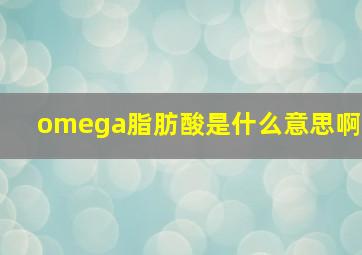 omega脂肪酸是什么意思啊