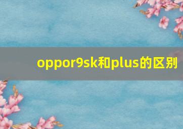 oppor9sk和plus的区别