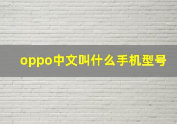 oppo中文叫什么手机型号