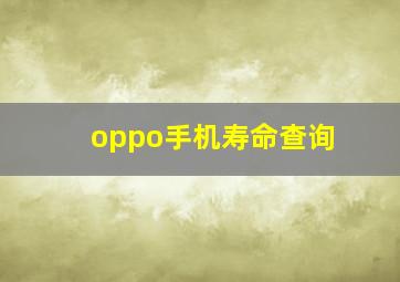 oppo手机寿命查询