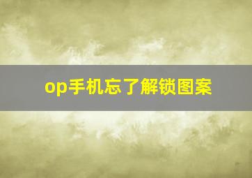 op手机忘了解锁图案