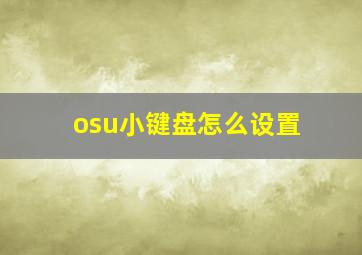 osu小键盘怎么设置