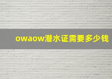 owaow潜水证需要多少钱