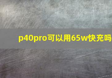 p40pro可以用65w快充吗