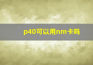 p40可以用nm卡吗