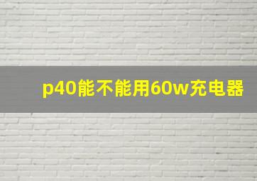 p40能不能用60w充电器