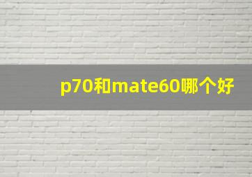 p70和mate60哪个好