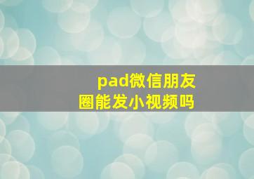 pad微信朋友圈能发小视频吗